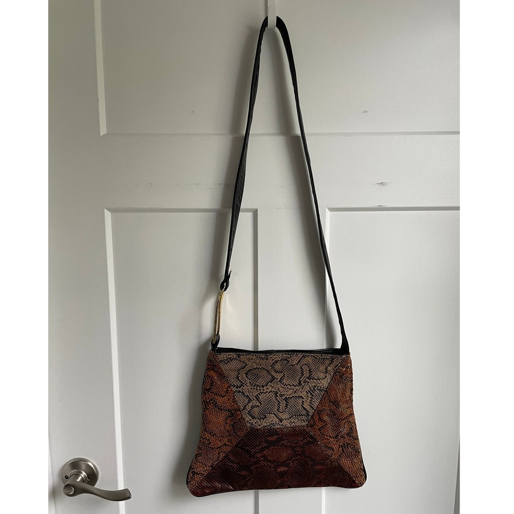 Vintage Dawli Patchwork Snakeskin Purse 100% Leather Flat Crossbody Bag